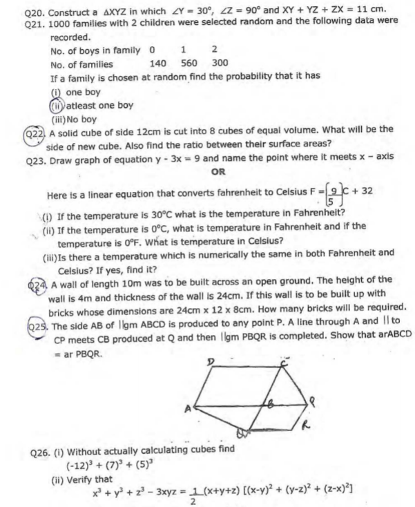 class_9_Maths_Question_paper_54