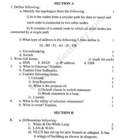 CBSE Class 12 Computer Question Paper