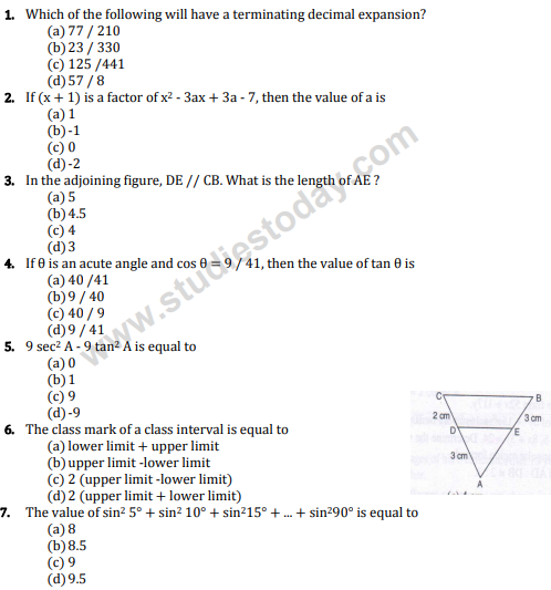 CBSE Class 10 Mathematics Sample Paper 2013-14 (6)