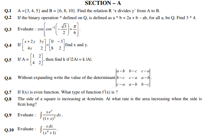 CBSE Class 12 Mathematics Sample Paper SA2 2013 (2)