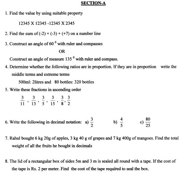 Class_6_Mathematics_Question_Paper_9