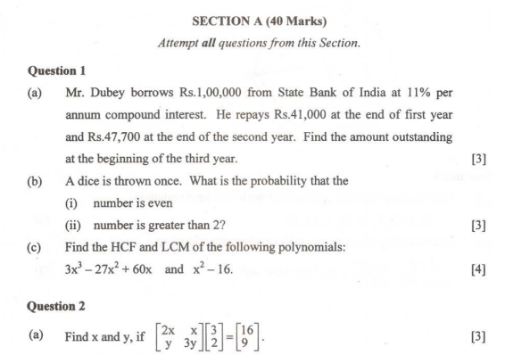 ICSE Class 10 Mathematics Sample Paper (3)