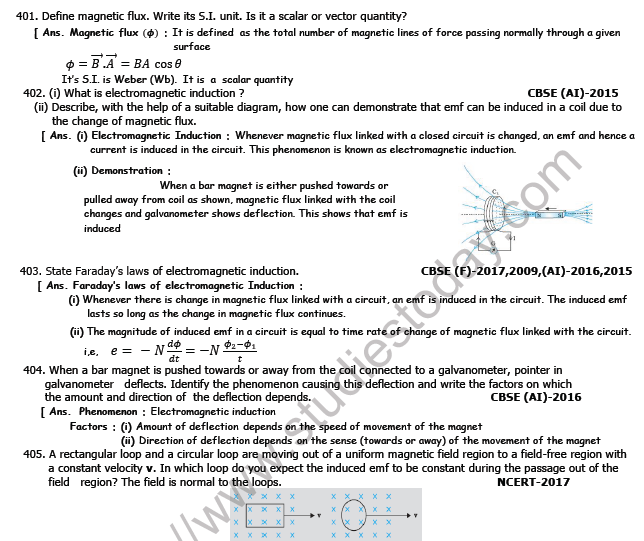 Class 12 Physics Electromagnetic Induction and Alternating Currents Boards Questions