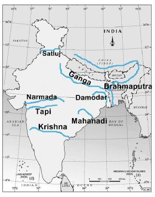 map damodar india narmada outline ganga rivers drainage satluj class krishna mark label geography tapi following brahmaputra solutions river mahanadi