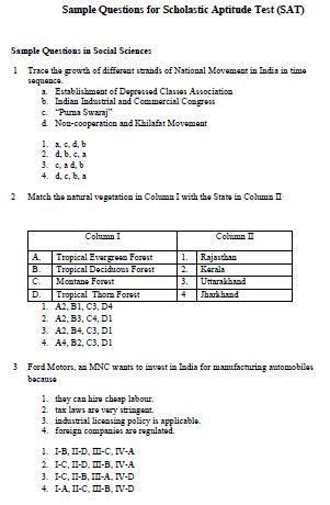 NTSE Sample Question Papers