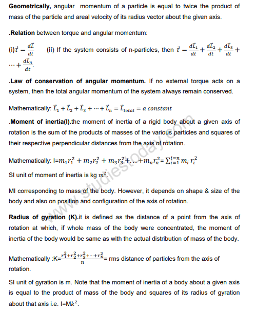 Class_11_Physics_notes_for_Motion_of_System_of_Particles_and_Rigid_Body