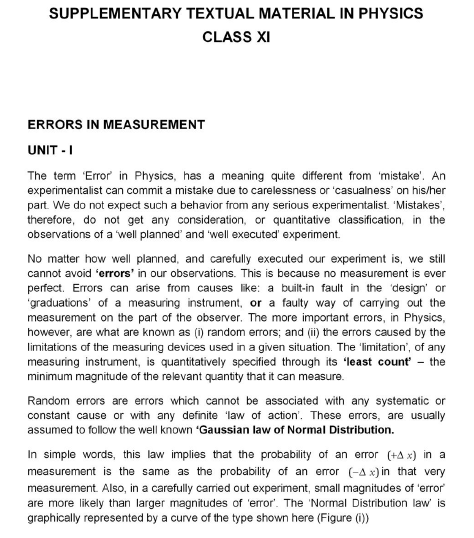 CBSE Class 11 Physics Errors in Measurement