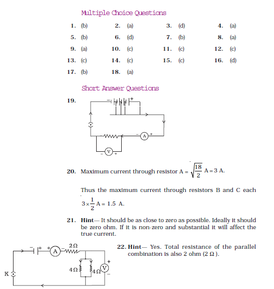 NCERT Class 10 Science Electricity Answers