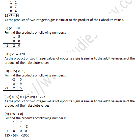 RD Sharma Solutions Class 7 Chapter 1 Integers