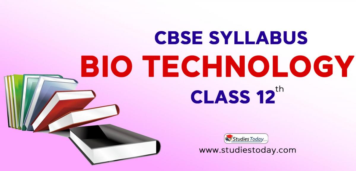 CBSE Class 12 Syllabus for Bio Technology 2020 2021