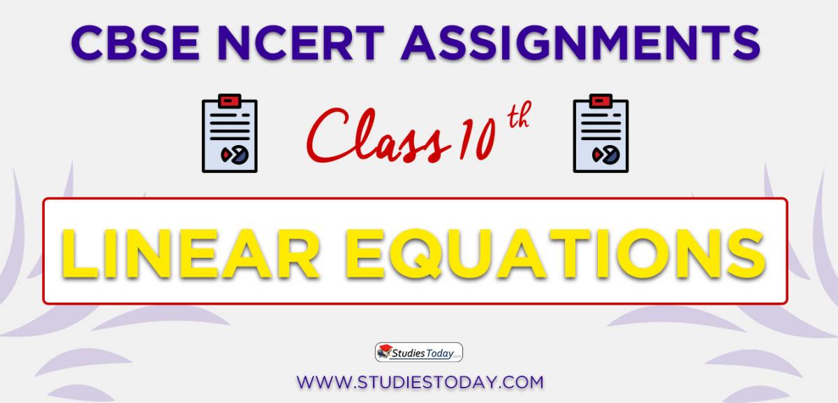 CBSE NCERT Assignments for Class 10 Linear Equations