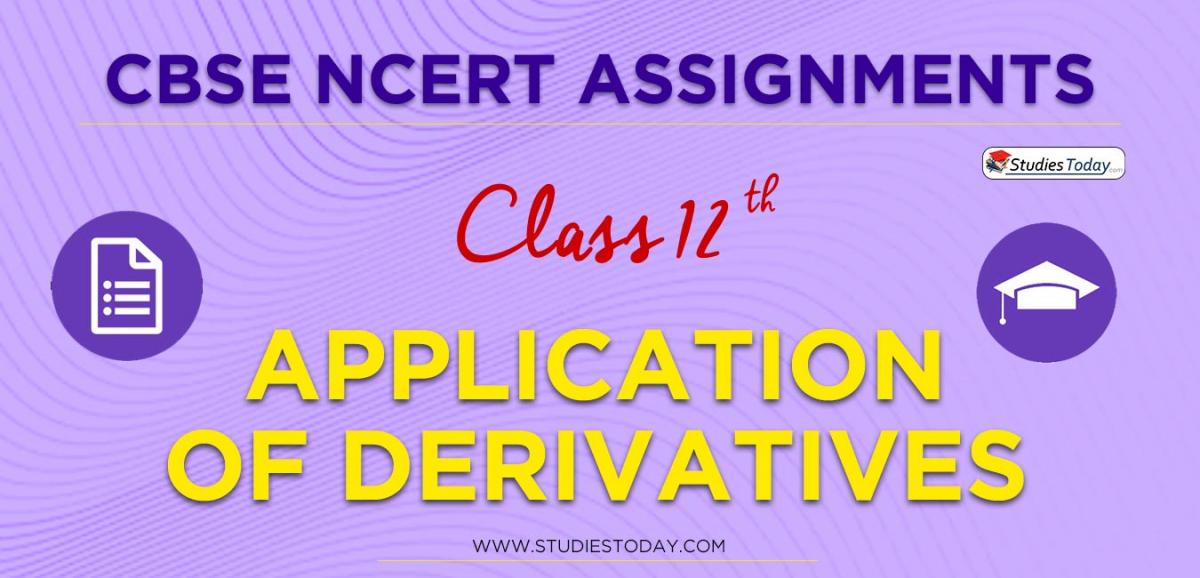 CBSE NCERT Assignments for Class 12 Application Of Derivatives