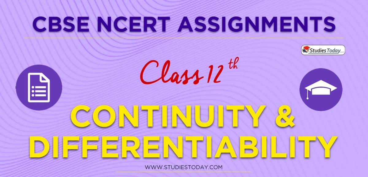 CBSE NCERT Assignments for Class 12 Continuity And Differentiability