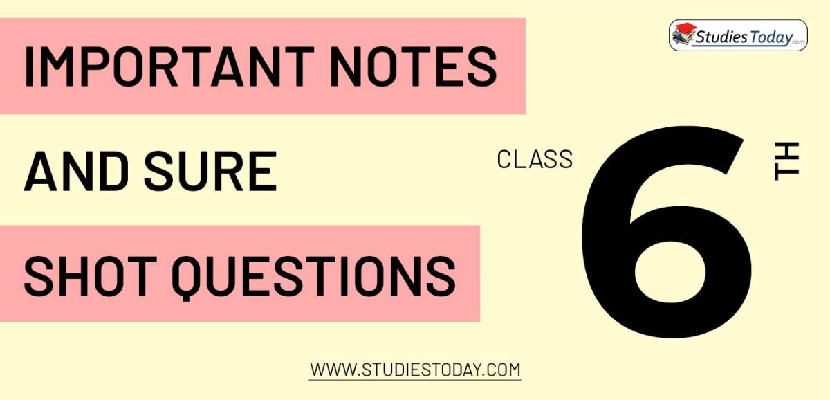 Important notes and sure shot questions for Class 6