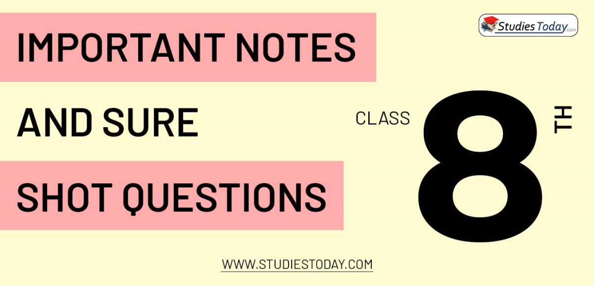 Important notes and sure shot questions for Class 8