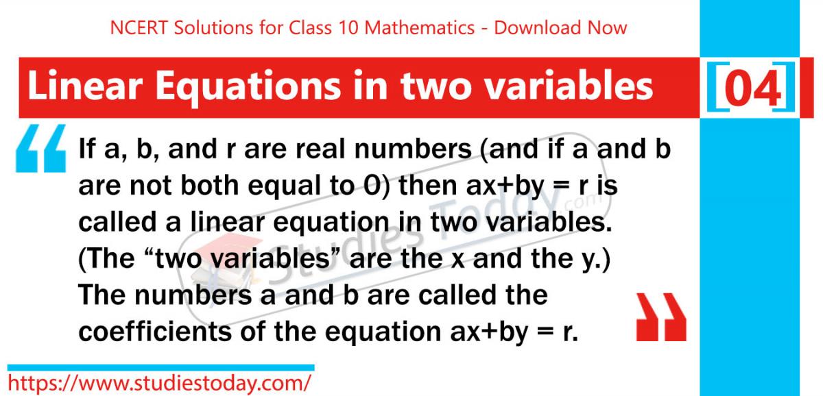 NCERT Solutions for Class 9 Linear Equations in two variables