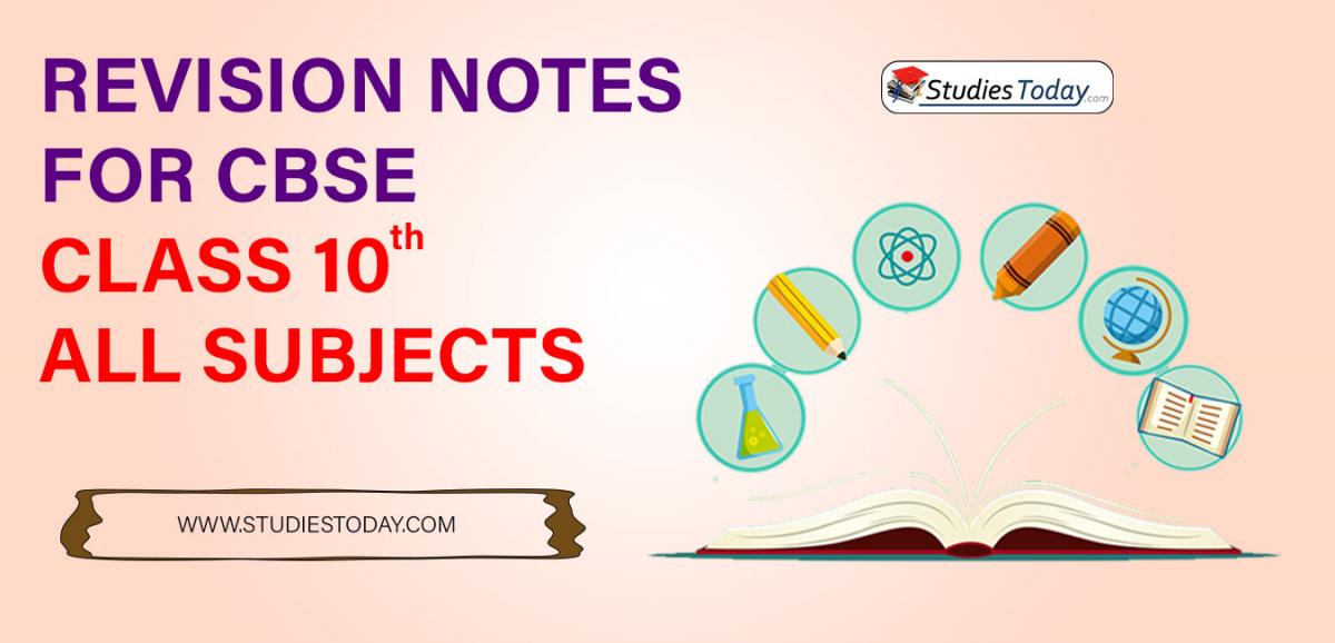 Revision Notes for CBSE Class 10 all subjects