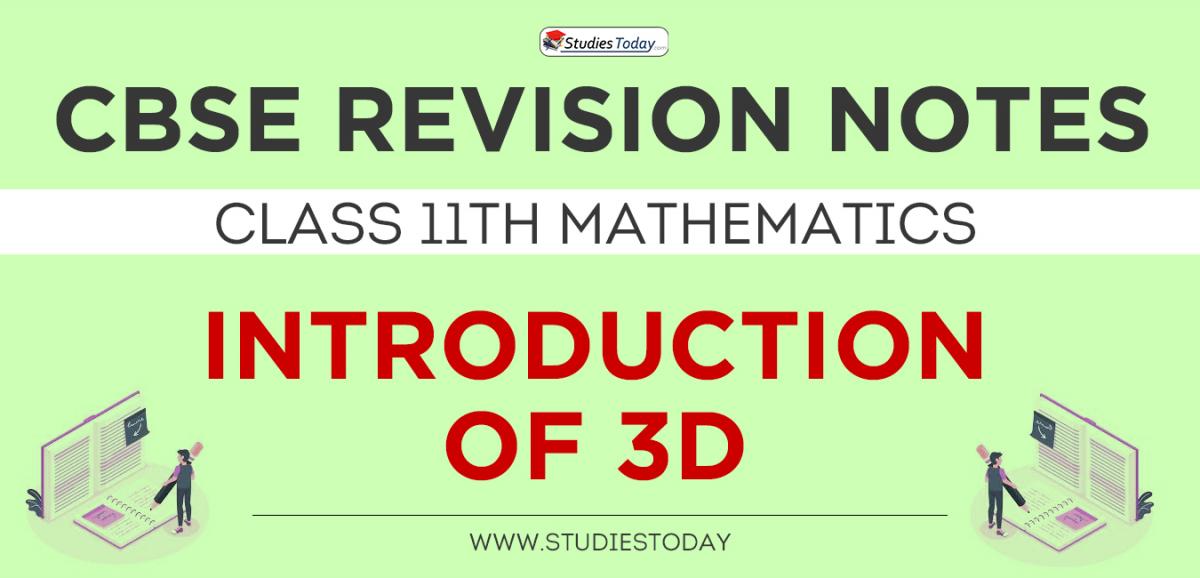 Revision Notes for CBSE Class 11 Introduction of 3D