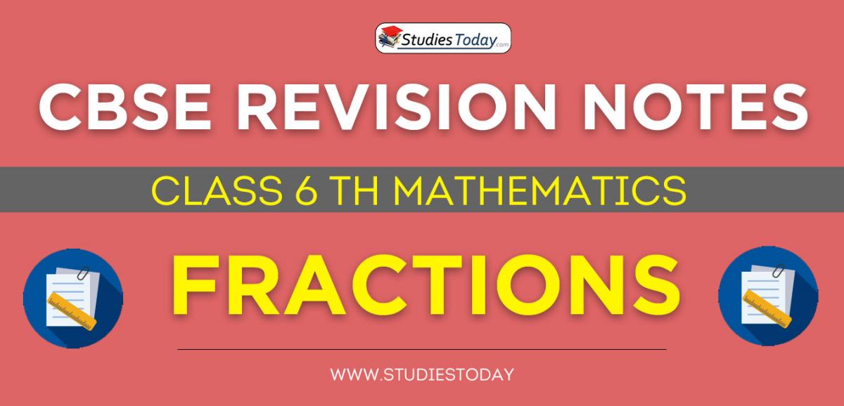 Revision Notes for CBSE Class 6 Fractions