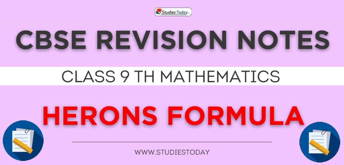 Revision Notes for CBSE Class 9 Herons Formula