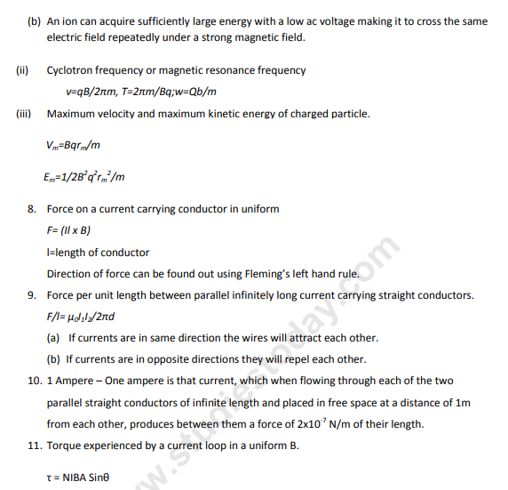 Class 12 Physics Magnetic Effects Of Current And Magnetism