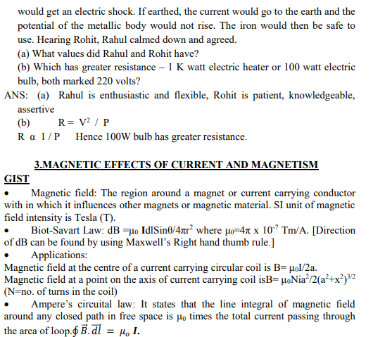 Class_12_Physics_Notes_Magnetic_Effects_of_Current_and_Megnetism