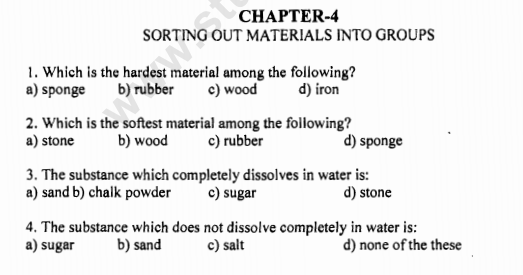 Class_6 Science Sorting Out Materials MCQs