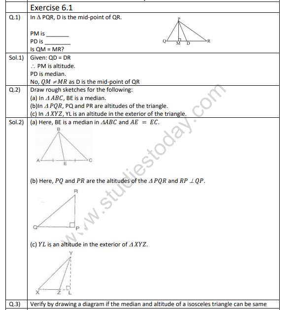  Class 7 Mathematics Triangle and its properties
