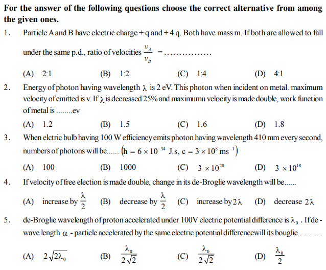 NEET UG Physics Dual Nature of Matter MCQs, Multiple Choice Questions ...