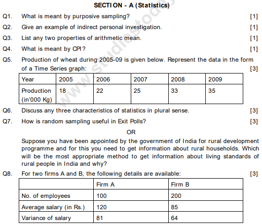 class_11_ Economics_Question_ Paper_9