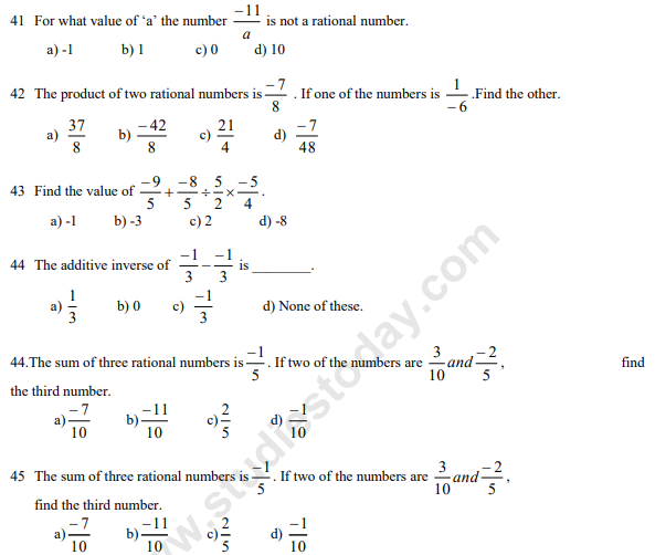 cbse-class-7-mathematics-rational-numbers-mcqs-set-a-multiple-choice