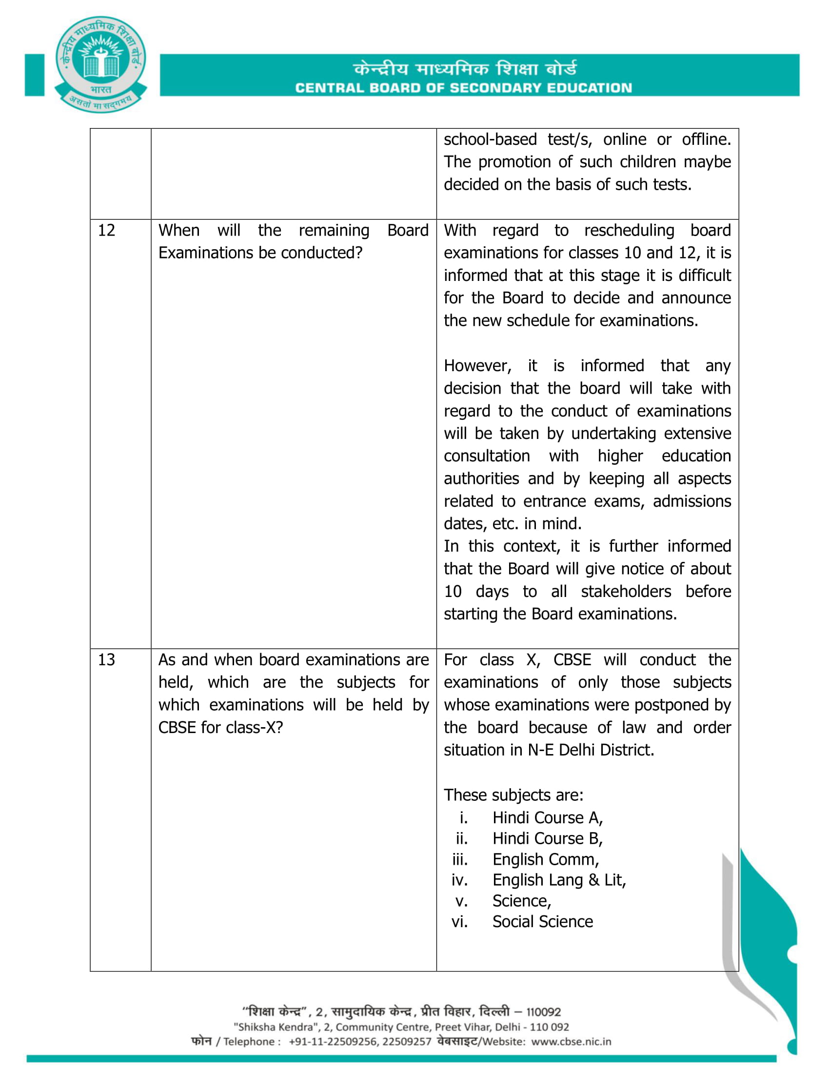 FAQs Board Exams for class 10 and 12