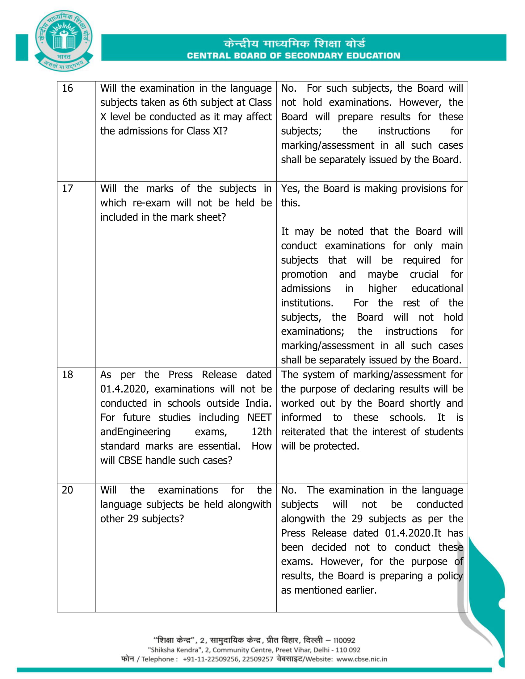 FAQs Board Exams for class 10 and 12