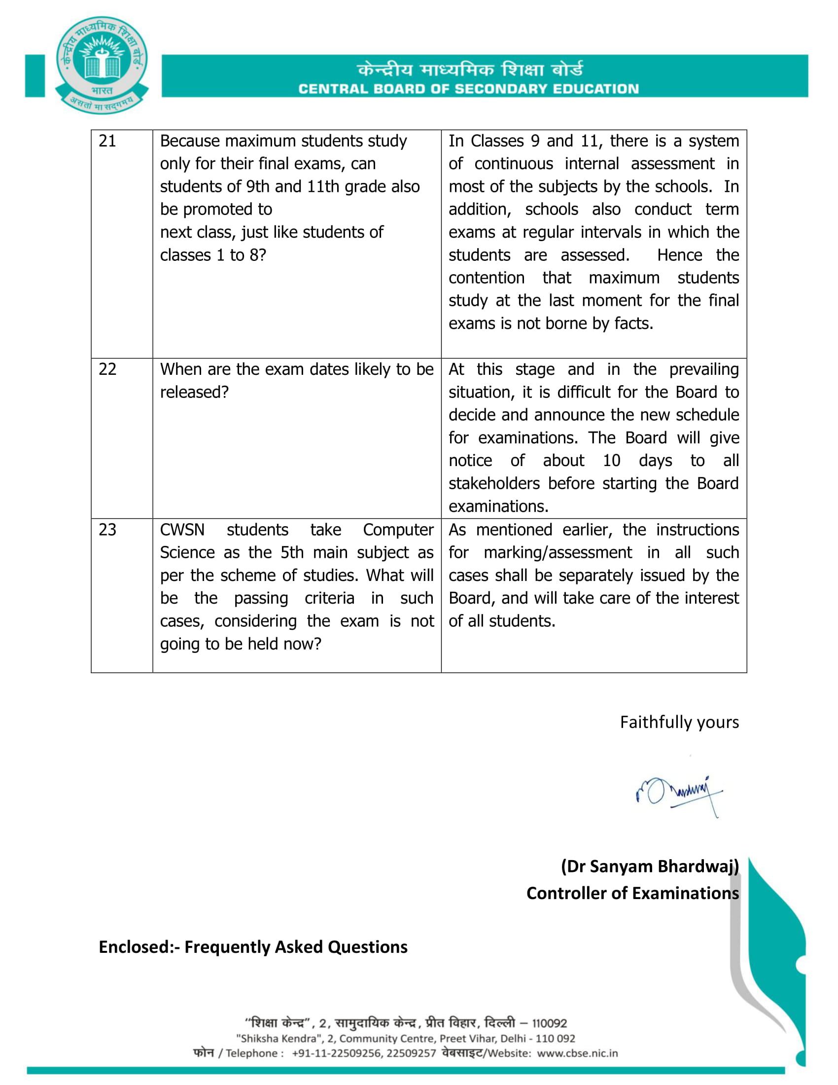 FAQs Board Exams for class 10 and 12