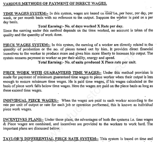 CA IPCC Direct Wages Questions