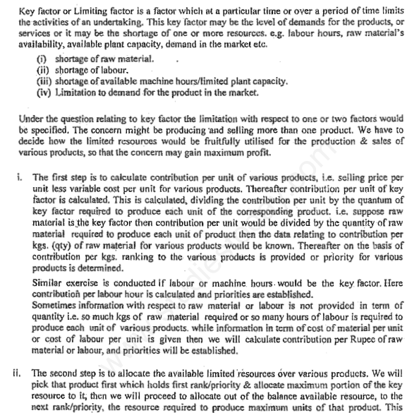 CA IPCC Key Factor Limited Factor Questions