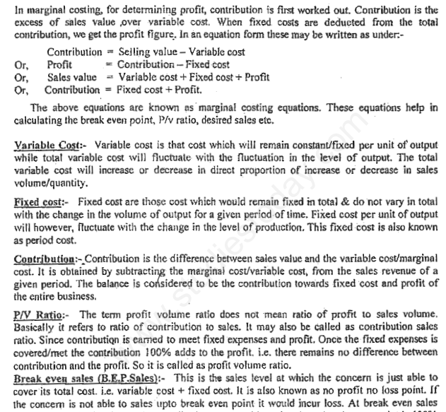 CA IPCC Marginal Costing Questions