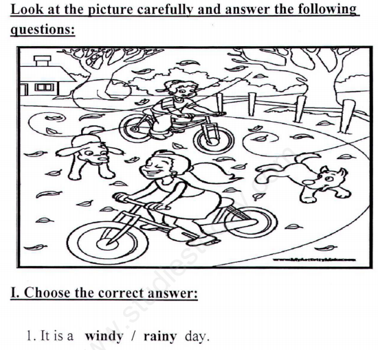 CBSE Class 1 English Picture Comprehension Assignment