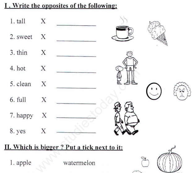 CBSE Class 1 English Vocabulary Assignment Set A