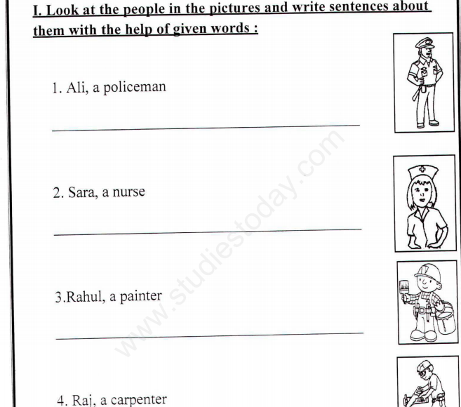 CBSE Class 1 English Writing Skills Assignment Set A