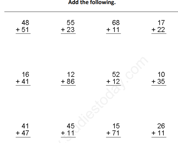 CBSE Class 1 Maths Add the following Assignment