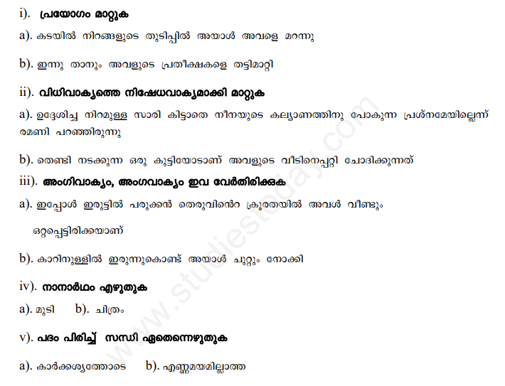 CBSE Class 10 Malayalam Assampanikkar Assignment Set E