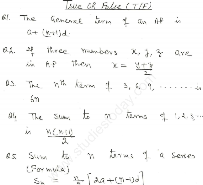 CBSE Class 10 Mathematics Arithmetic Progression Assignment Set I