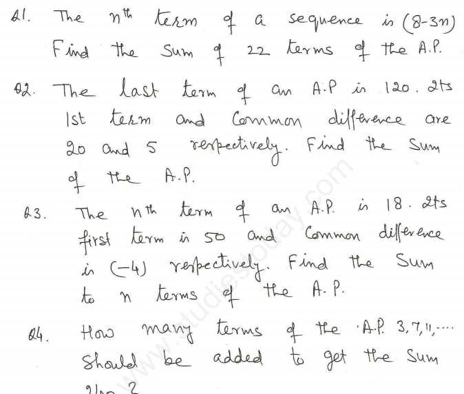 CBSE Class 10 Mathematics Arithmetic Progression Assignment Set L