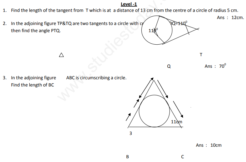 CBSE Class 10 Mathematics Circles Assignment Set B