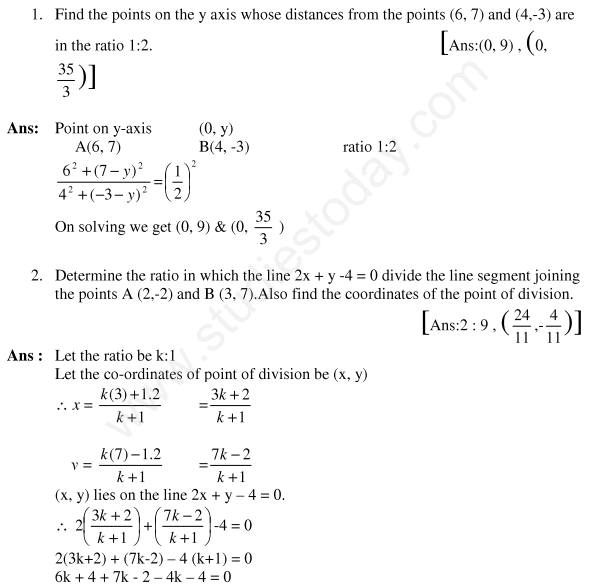 CBSE Class 10 Mathematics Coordinate Geometry Assignment Set G