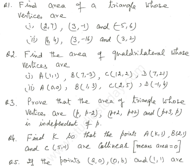 CBSE Class 10 Mathematics Coordinate Geometry Assignment Set P