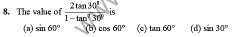 CBSE Class 10 Mathematics Introduction to Trigonometry MCQs Set A-