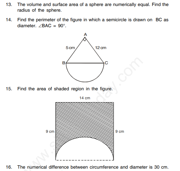 CBSE Class 10 Mathematics Mesurations Assignment Set C