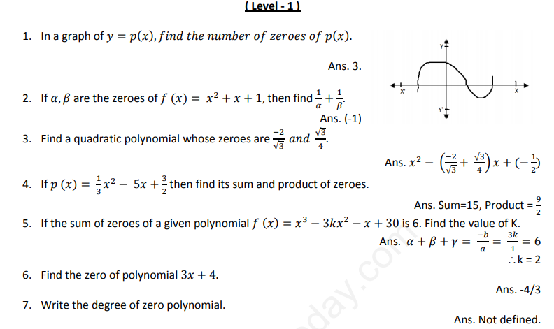 CBSE Class 10 Mathematics Polynomials Assignment Set G